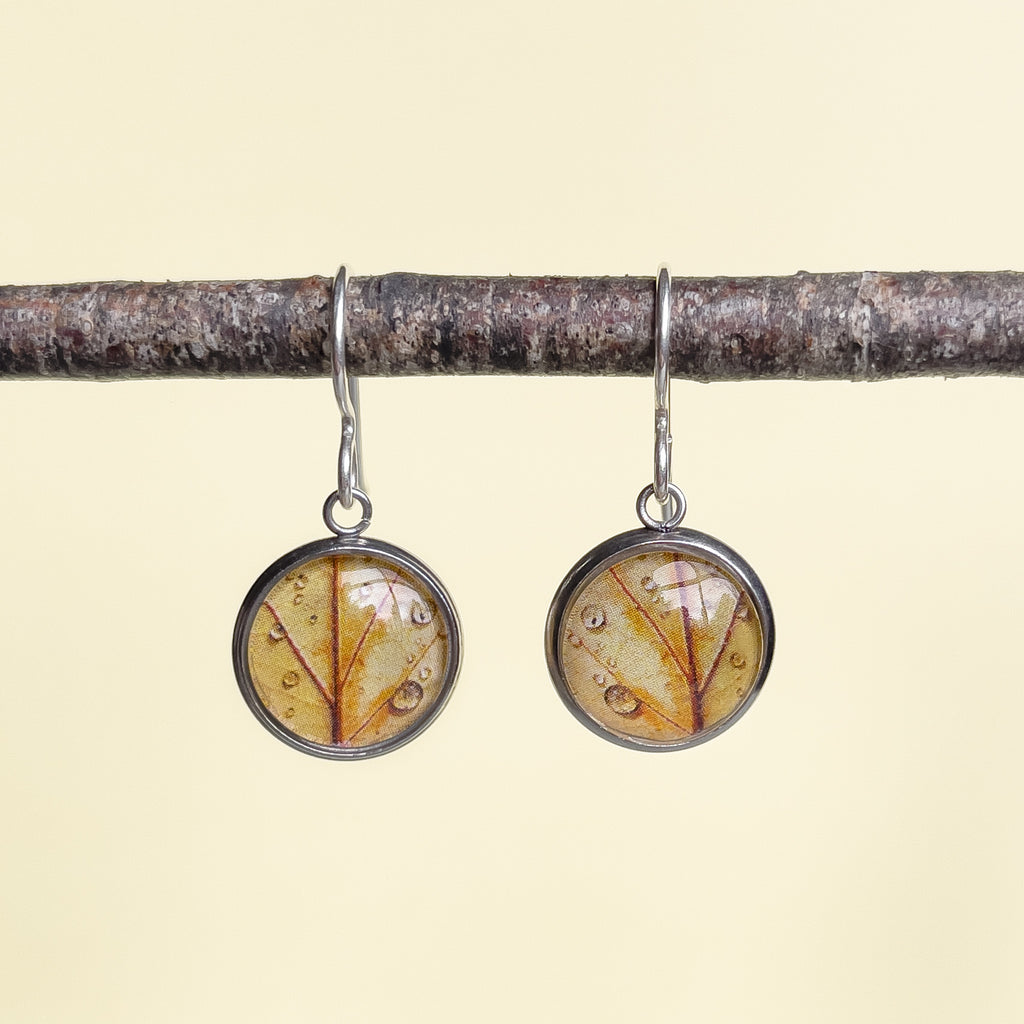 Autumn Leaf Drop Earrings - Tasmanian Handmade Nature Jewellery - Myrtle and Me