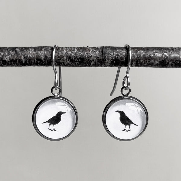Black Currawong Drop Earrings - Tasmanian Handmade Nature Jewellery - Myrtle and Me