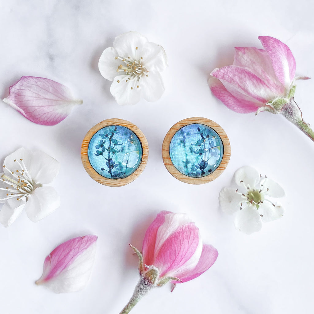 Myrtle & Me Blue Flower Earrings - Handmade In Tasmania