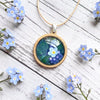 Forget Me Not Flower Bamboo Necklace - Pendant Handmade In Tasmania - Australia