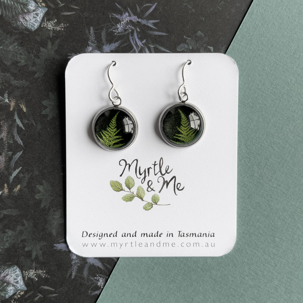 Green Fern Drop Earrings - Myrtle & Me Handmade Australian Jewellery