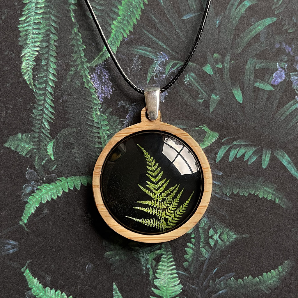 Green Fern Necklace - Pendant Handmade In Australia - Tasmanian Nature Jewellery
