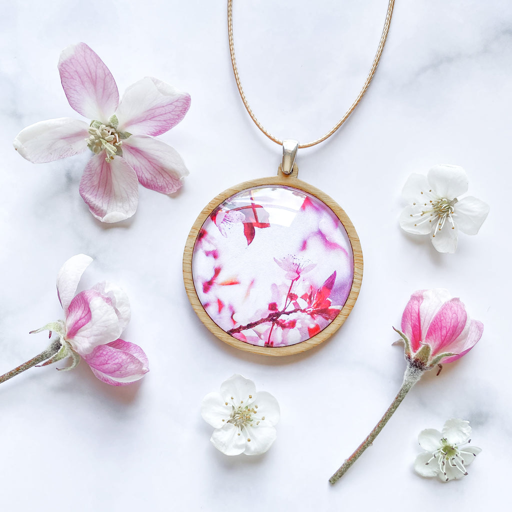 Pink Blossom Handmade Pendant - Myrtle & Me Tasmanian Jewellery