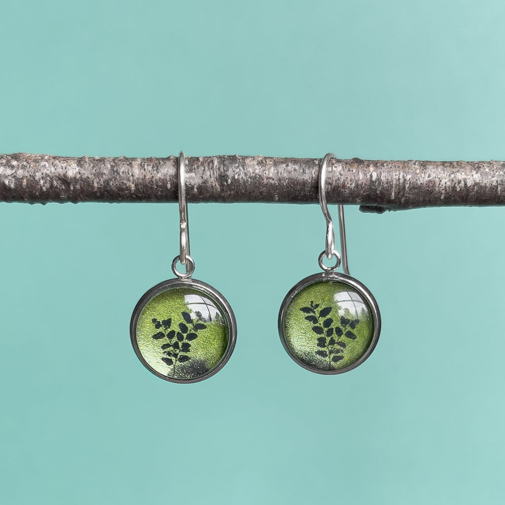 Myrtle Tree Leaves Dangle Earrings - Handmade In Tasmania - Nature Jewellery