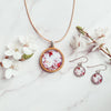 Pink Blossom Flower Handmade Necklace and Earrings - Tasmanian Jewellery
