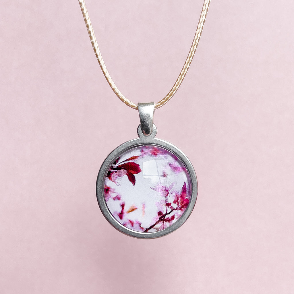 Pink Blossom Flower Necklace - Handmade In Tasmania - Australian Jewellery