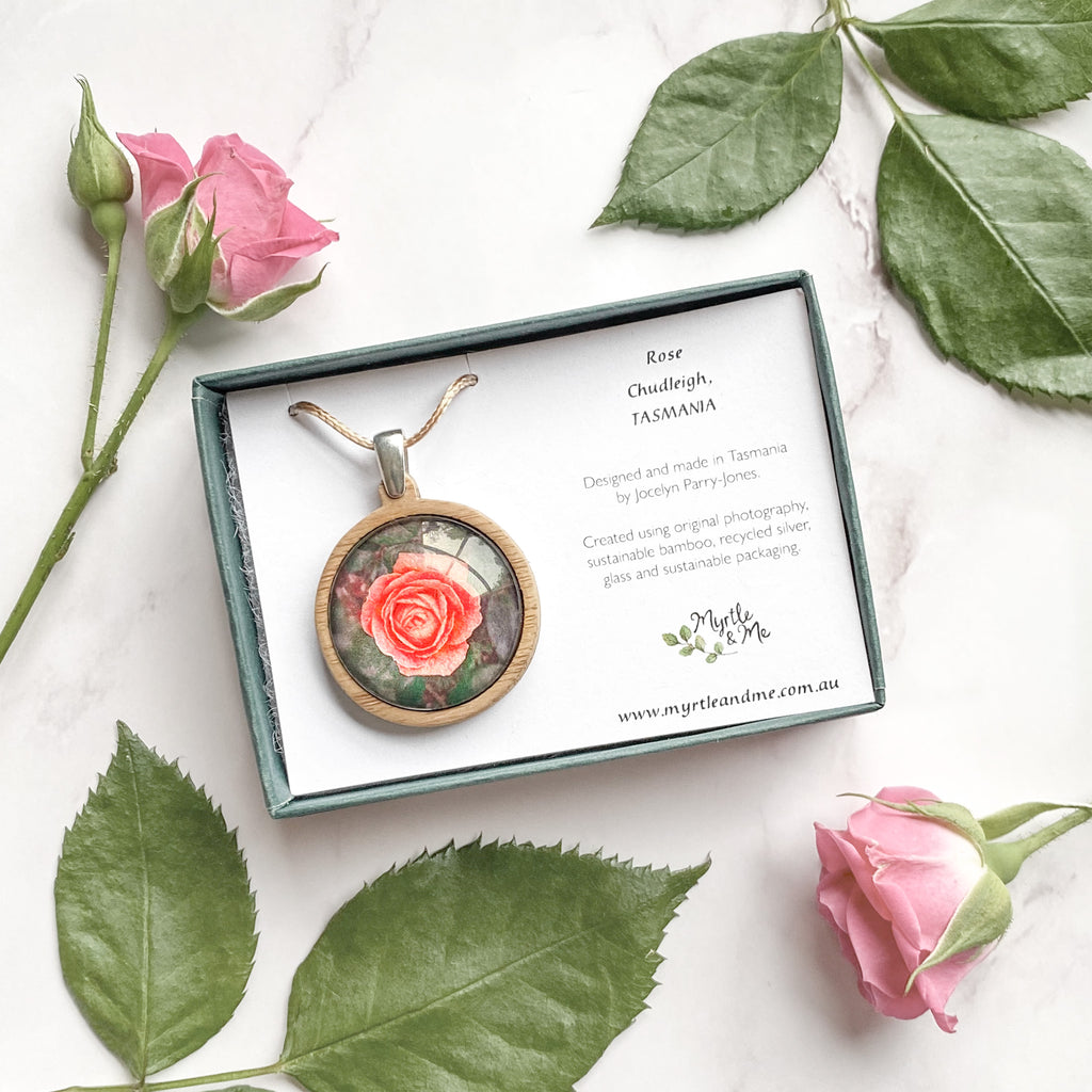 Chudleigh Village Of Roses Tasmania - Handmade Necklace - Gift Boxed - Myrtle & Me