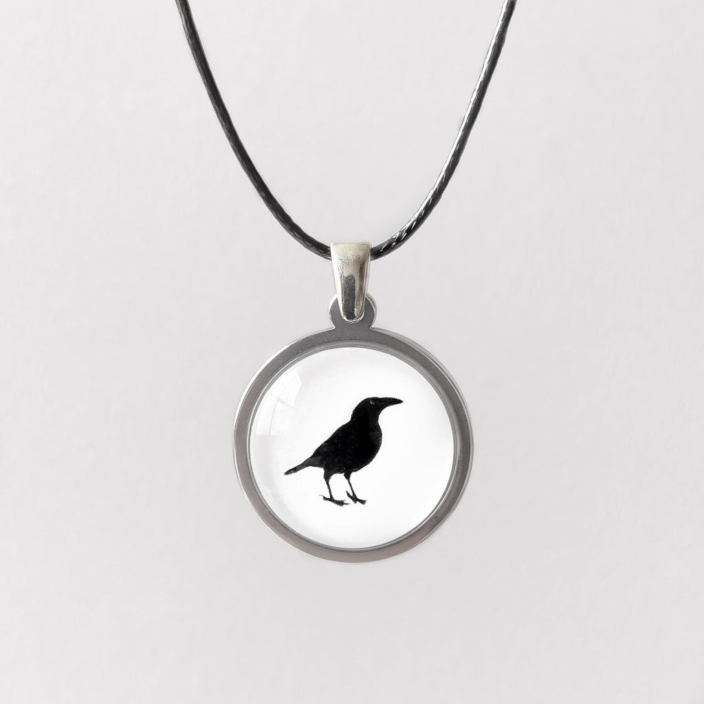 Black Currawong Pendant - Tasmanian Handmade Bird Jewellery - Myrtle and Me