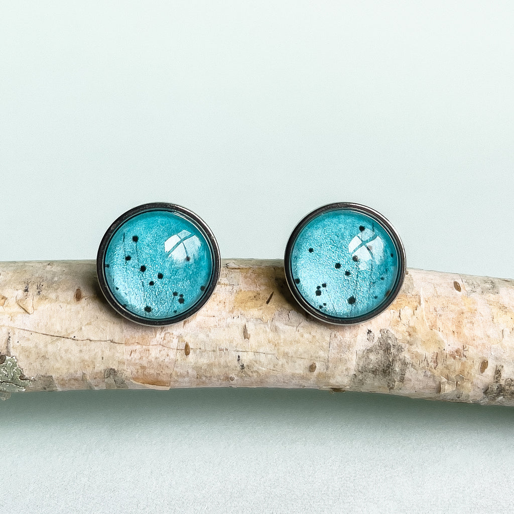 Blue Buttongrass Stainless Stud Earrings - Tasmanian Handmade Nature Jewellery
