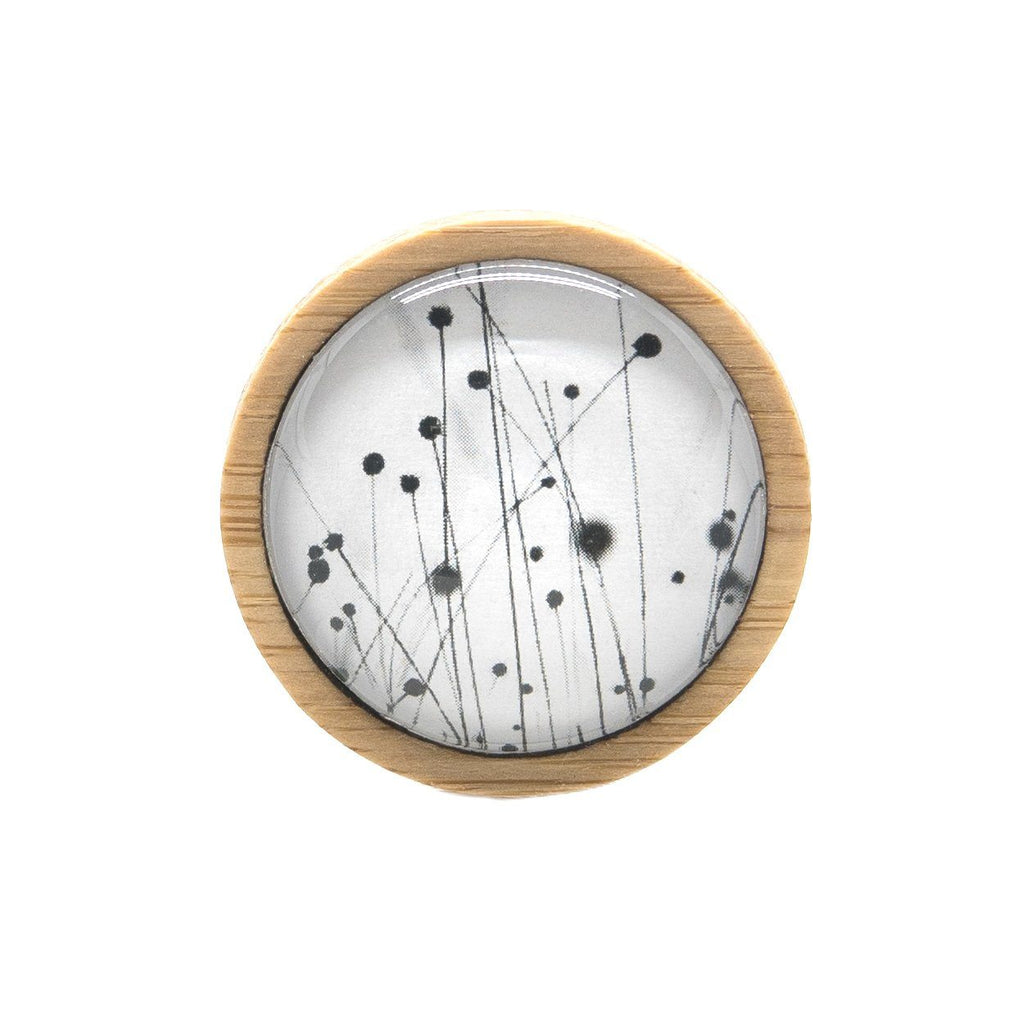 Black And White Buttongrass - Brooch-Brooch-Myrtle & Me