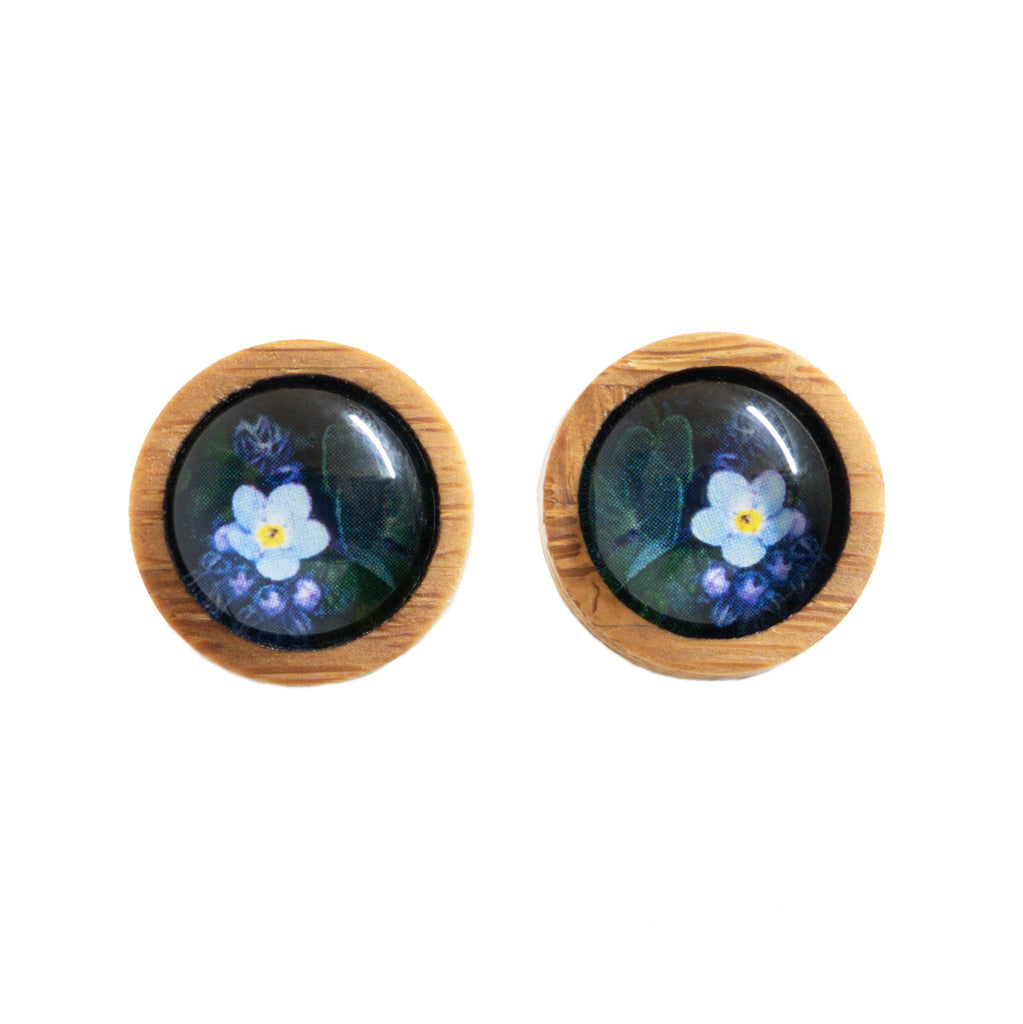 Forget Me Not Flower - Bamboo Stud Earrings - Handmade By Myrtle & Me Jewellery