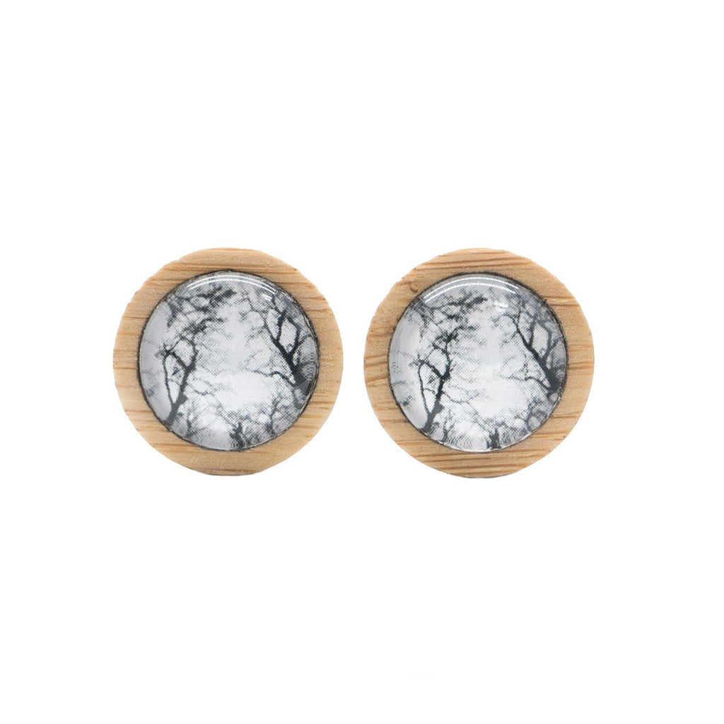 White Gum Tree Stud Earrings - Made From Bamboo Wood - Myrtle & Me Jewellery