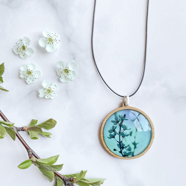 Blue Spring Blossom Necklace - Tasmanian Handmade Nature Jewellery - Myrtle and Me
