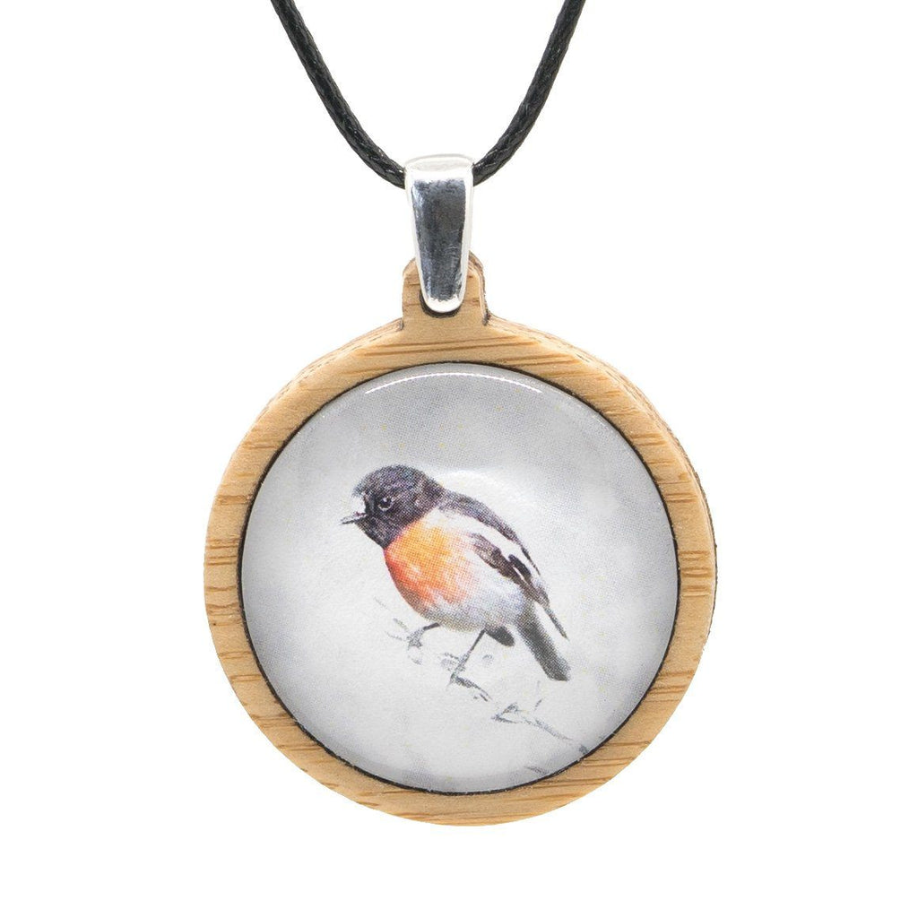 Scarlet Robin Tasmanian Bird Pendant - Handmade Jewellery - Myrtle & Me