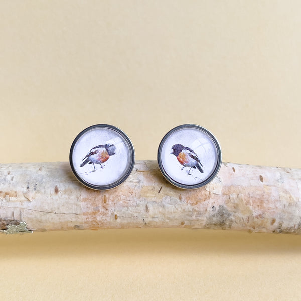 Scarlet Robin Bird Stud Earrings - Handmade In Tasmania - Myrtle & Me Jewellery